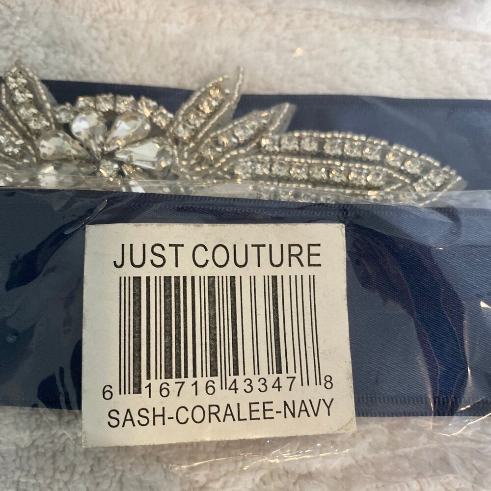 Just Couture Girls Navy Flower Girl Sash NWT